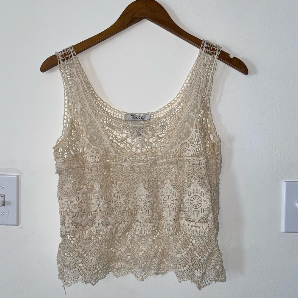 Crocheted crop tank top